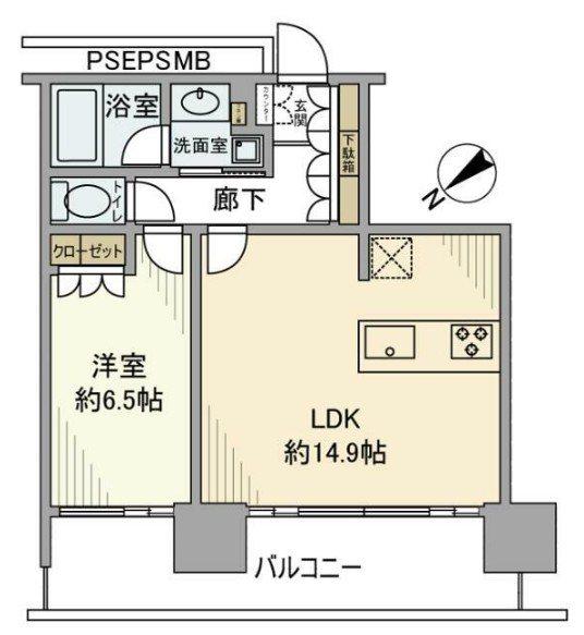 BRILLIA GRANDE みなとみらい(1LDK/7階)の間取り写真