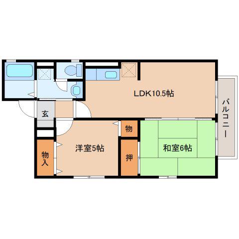 ロイヤルK(2LDK/1階)の間取り写真