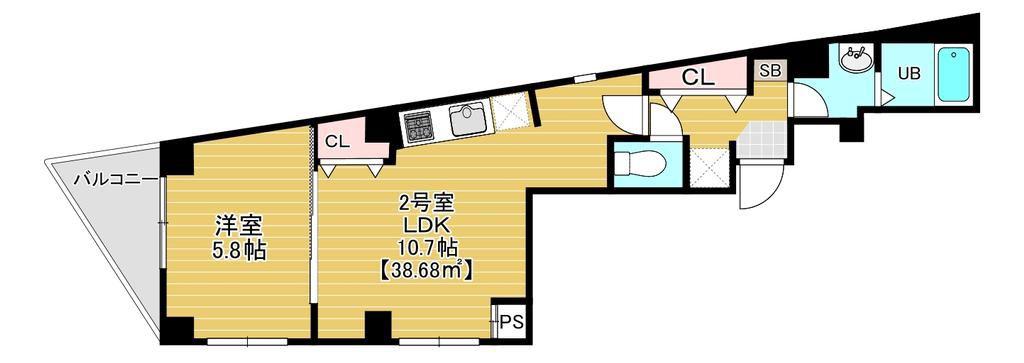 THE HOUSE MINOWA(2LDK/9階)の間取り写真