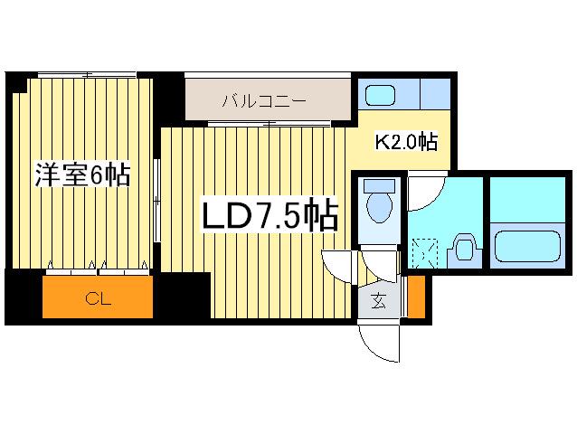 キャトレール中島公園(1LDK/2階)の間取り写真