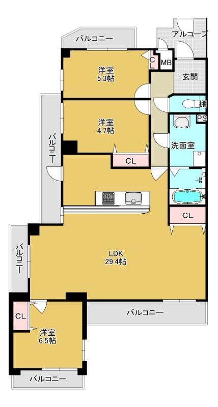 大森アイリス参番館(3LDK/1階)の間取り写真