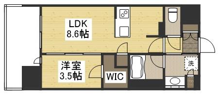 ルミナス磨屋町(1LDK/11階)の間取り写真