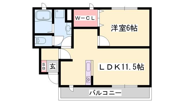 エクセラン國木I(1LDK/1階)の間取り写真