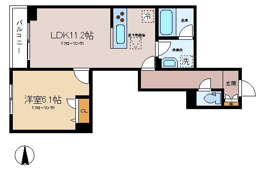 ボヌール和田(1LDK/1階)の間取り写真