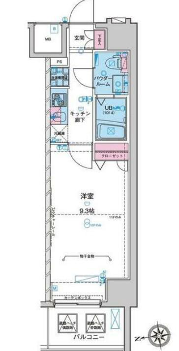 GENOVIA新宿GREENVEIL(1K/10階)の間取り写真