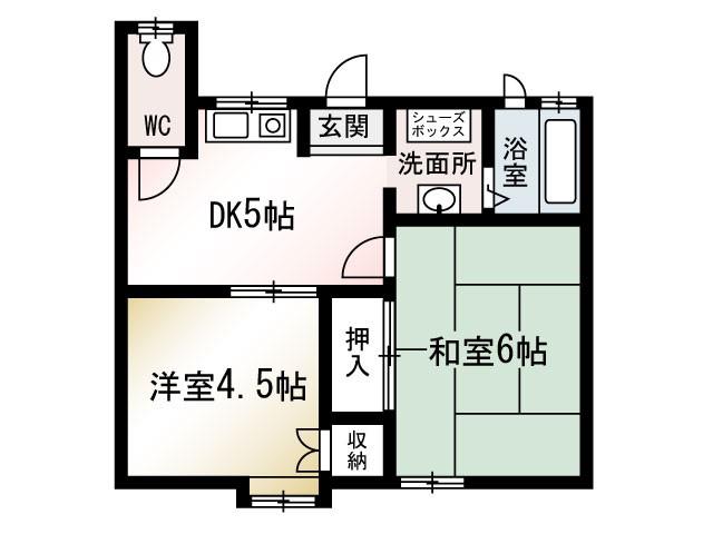 サンパレス平塚河内(2K/2階)の間取り写真