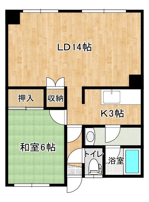 グリーンハイツ(1LDK/3階)の間取り写真
