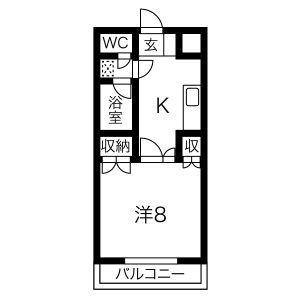 レジデンスムトウ(1K/5階)の間取り写真