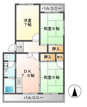 ジュネス和合(3DK/3階)の間取り写真