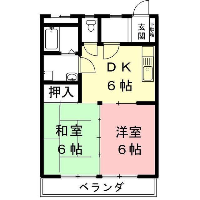 ラ・フォーレ吉野(2DK/1階)の間取り写真