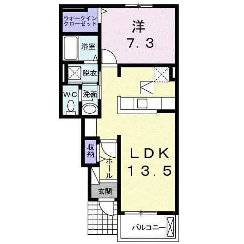 プロムナ-ド(1LDK/1階)の間取り写真