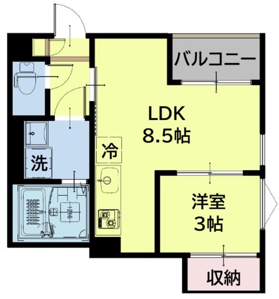 REGALEST東仙台プレミア(1LDK/3階)の間取り写真