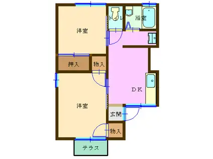 サニーハイツ(2DK/1階)の間取り写真
