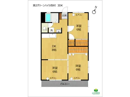 第2グリーンハイツ西村(3DK/3階)の間取り写真