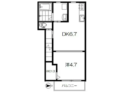 サンライトハイツII(1DK/2階)の間取り写真