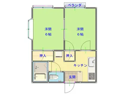 キャッスルガーデン(2K/2階)の間取り写真