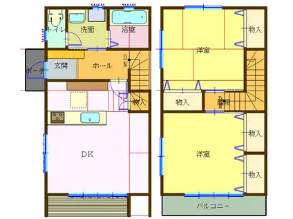 ヴェルハイムII(2LDK/1階)の間取り写真