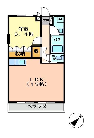 サン・グレイスヴィラ(1LDK/1階)の間取り写真