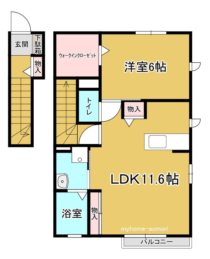 セジュールラ・パス(1LDK/2階)の間取り写真