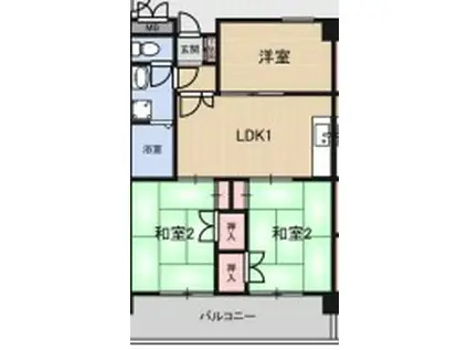 第2ユーロハイツ東豊中(2LDK/5階)の間取り写真