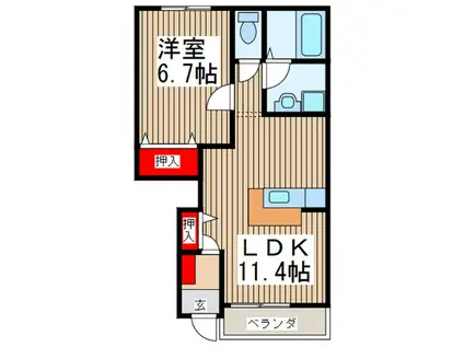 ウォーターミル七番館(1LDK/1階)の間取り写真