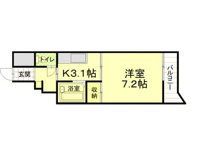 エンドレス三井平和通I(1K/8階)の間取り写真