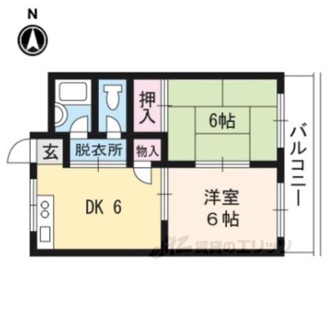 ハイツ大八木(2DK/3階)の間取り写真