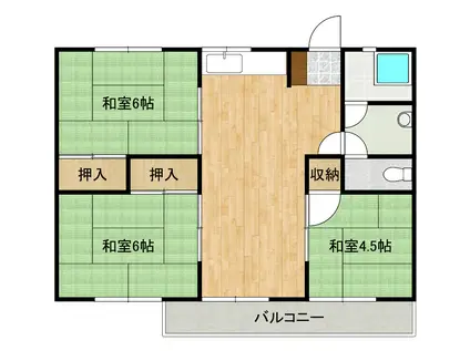 横田南鉄筋アパート(3DK/2階)の間取り写真