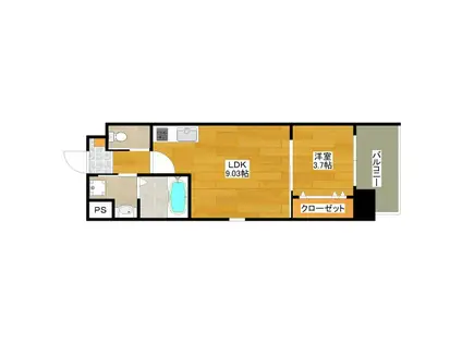 V-RENCONTRE SUITA(1LDK/3階)の間取り写真