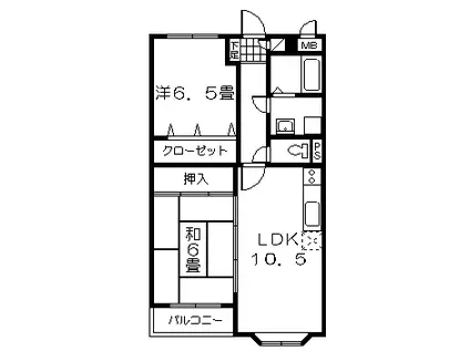 シャルムK(2LDK/1階)の間取り写真