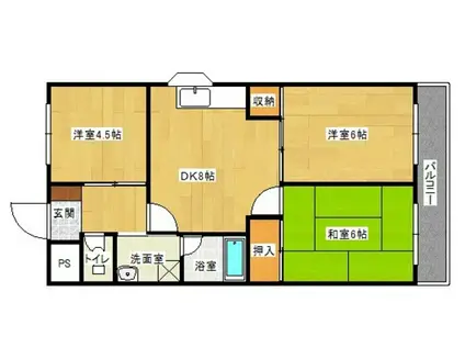 大一ヒルズ(3DK/5階)の間取り写真