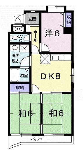 ソシエ221(3DK/2階)の間取り写真