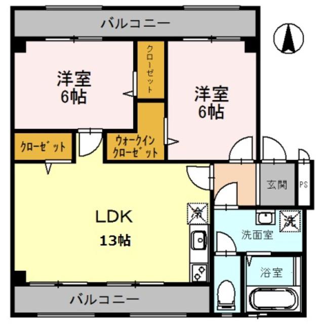 アイリスMT(2LDK/1階)の間取り写真