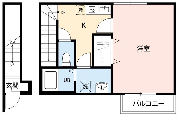 アンプルールリーブルPASEO(1K/2階)の間取り写真