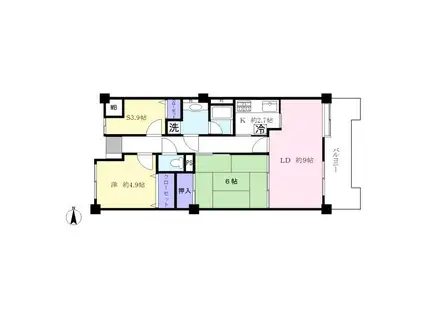 メゾンデュオーラ天王台(2SLDK/4階)の間取り写真