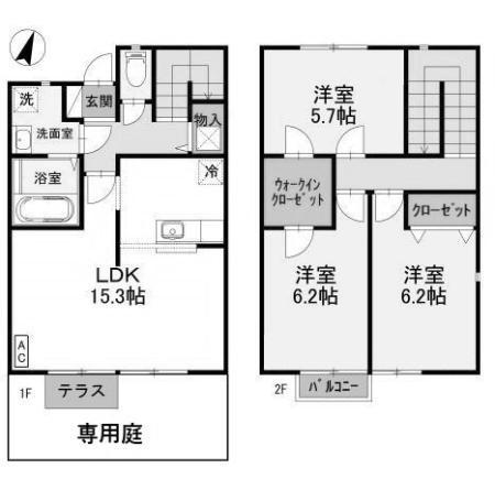 サージD棟(3LDK/1階)の間取り写真
