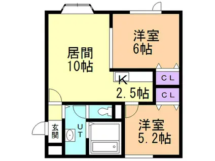 エトワール若山(2LDK/1階)の間取り写真