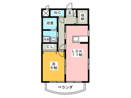 エルーセラ OHNO(1LDK/3階)の間取り写真