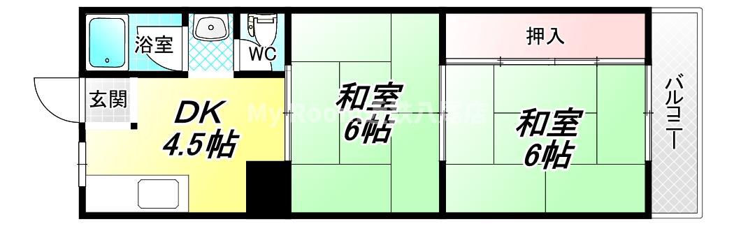 近栄コーポ(2K/3階)の間取り写真