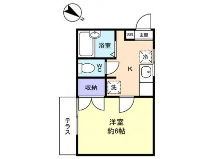 グリーンウェーブ吉野(1K/1階)の間取り写真