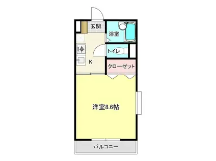 CUSTOM中島(1K/1階)の間取り写真