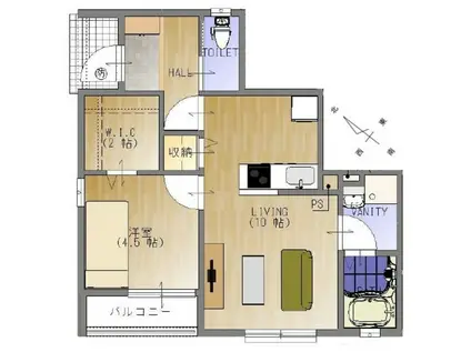 ラインハット石渕(1LDK/1階)の間取り写真