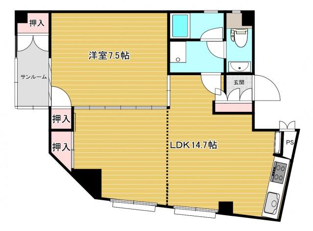 モチダビル(1LDK/3階)の間取り写真