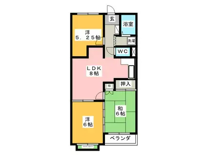 メゾンドアムール(3LDK/2階)の間取り写真