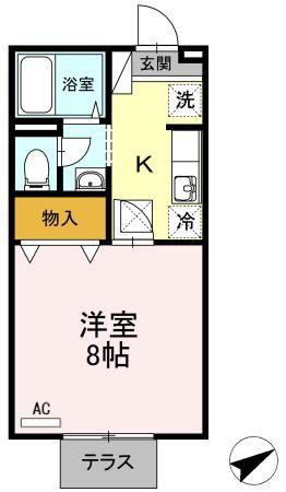 セジュール島田A(1K/1階)の間取り写真