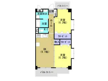 エリシオン マキ(2DK/3階)の間取り写真