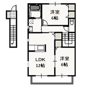シャルマンII(2LDK/2階)の間取り写真