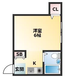 ディバージョン八尾(1K/2階)の間取り写真