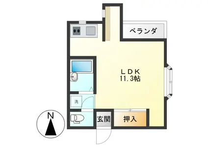 エリベール69(ワンルーム/1階)の間取り写真