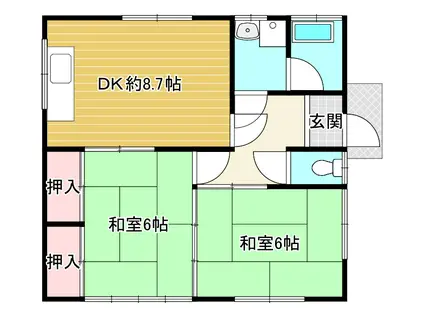 北川荘(2DK/1階)の間取り写真